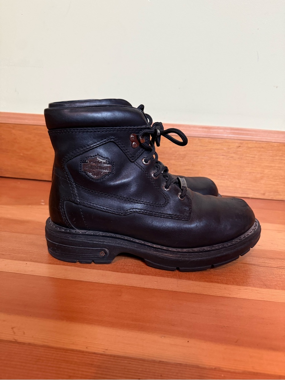 Harley Davidson Leather Boots Black Lace Ankle 84073 Women's Size 8